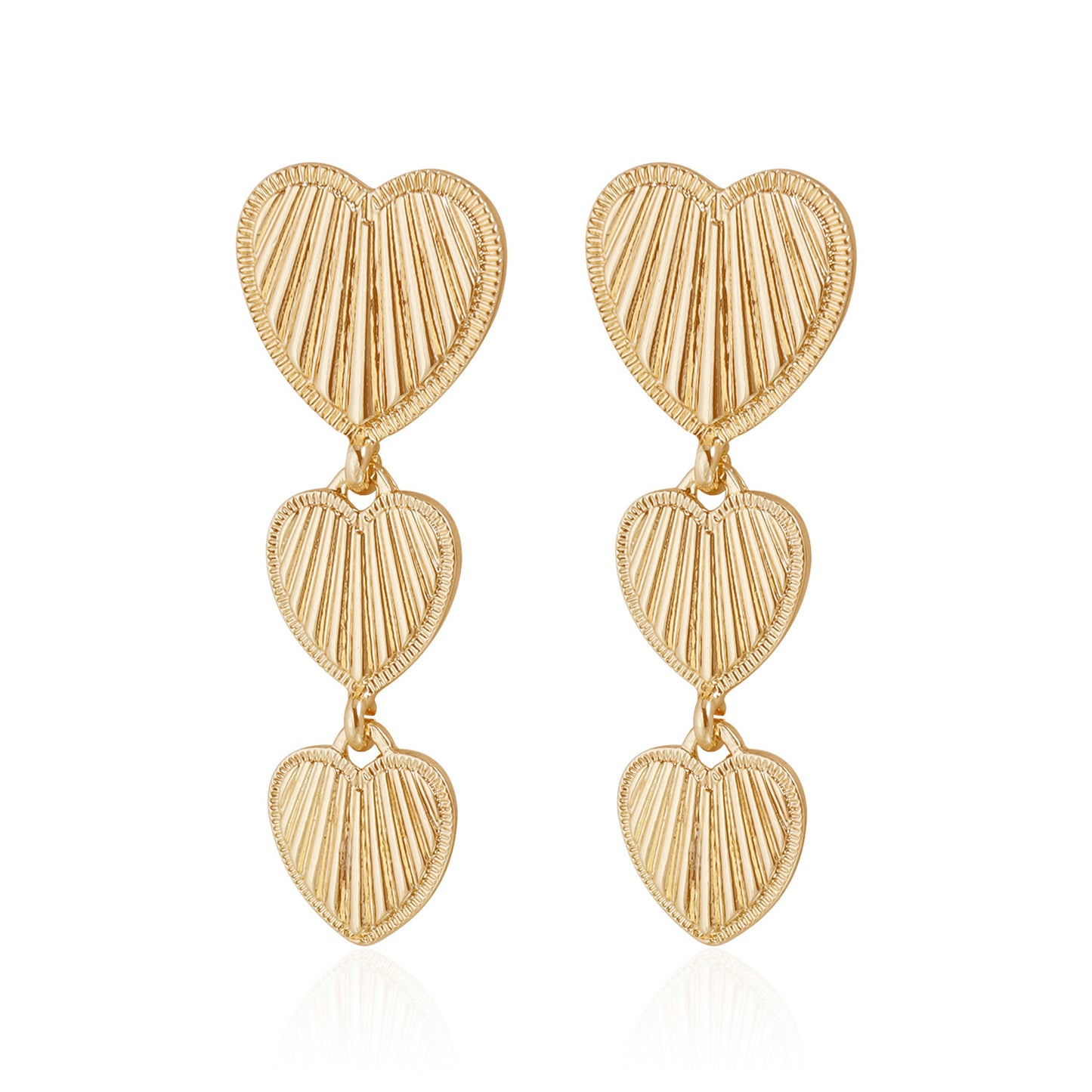 Vintage Geometric Heart Lava Texture Metal Stud Earrings