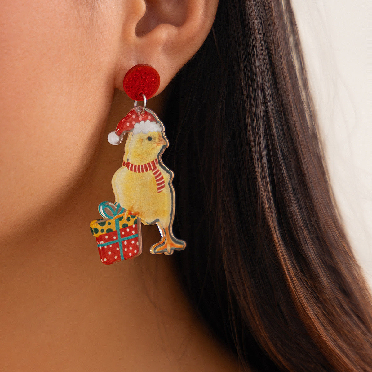 Colorful Reindeer Acrylic Earrings for Women Christmas Holiday Jewelry