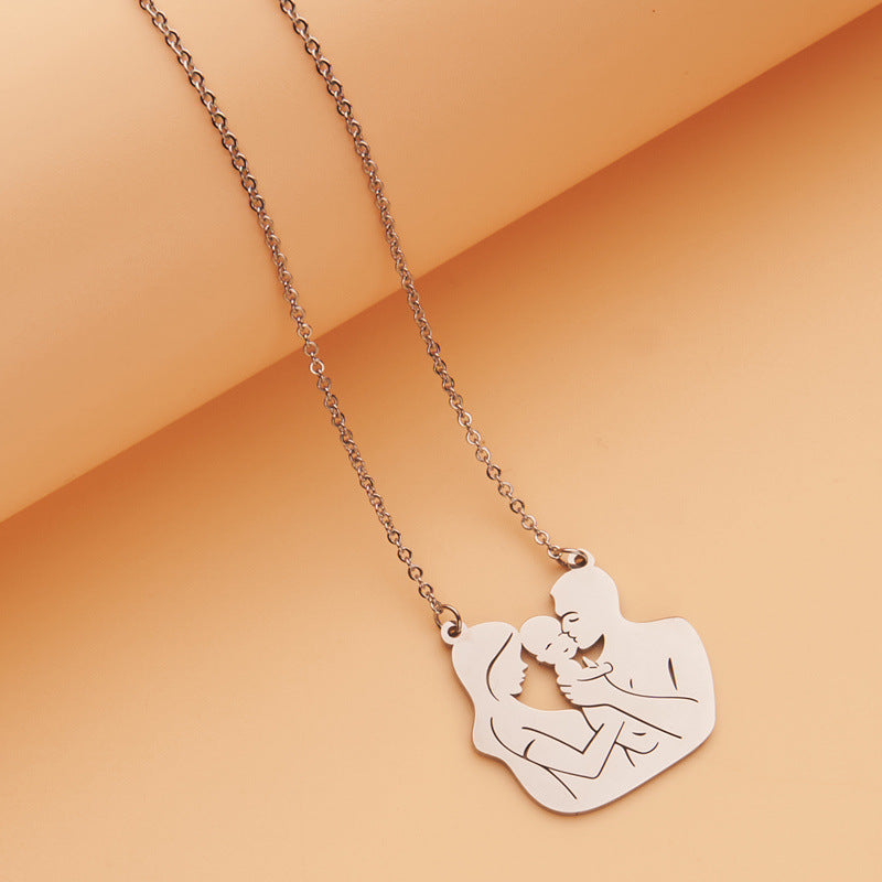 Natural Minimalist Geometric Pendant Necklace in Stainless Steel with Gold and Silver Plating for Unisex