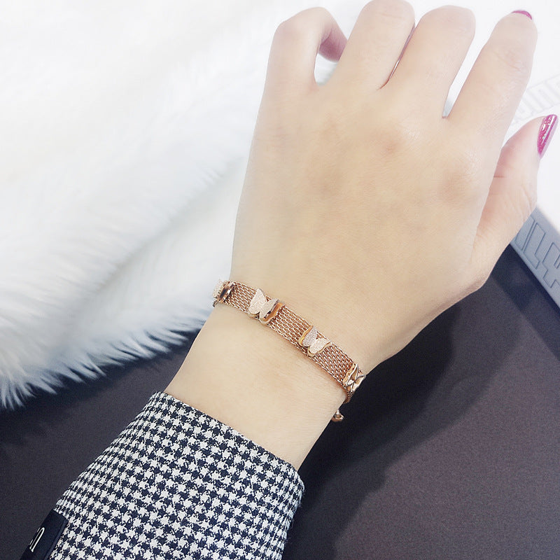 Butterfly Shaped Plated Titanium Steel Bracelet for Women