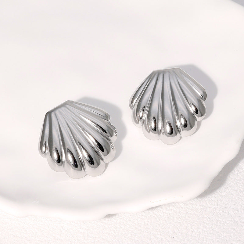 Minimalist Stainless Steel Plated Shell Earrings for Women