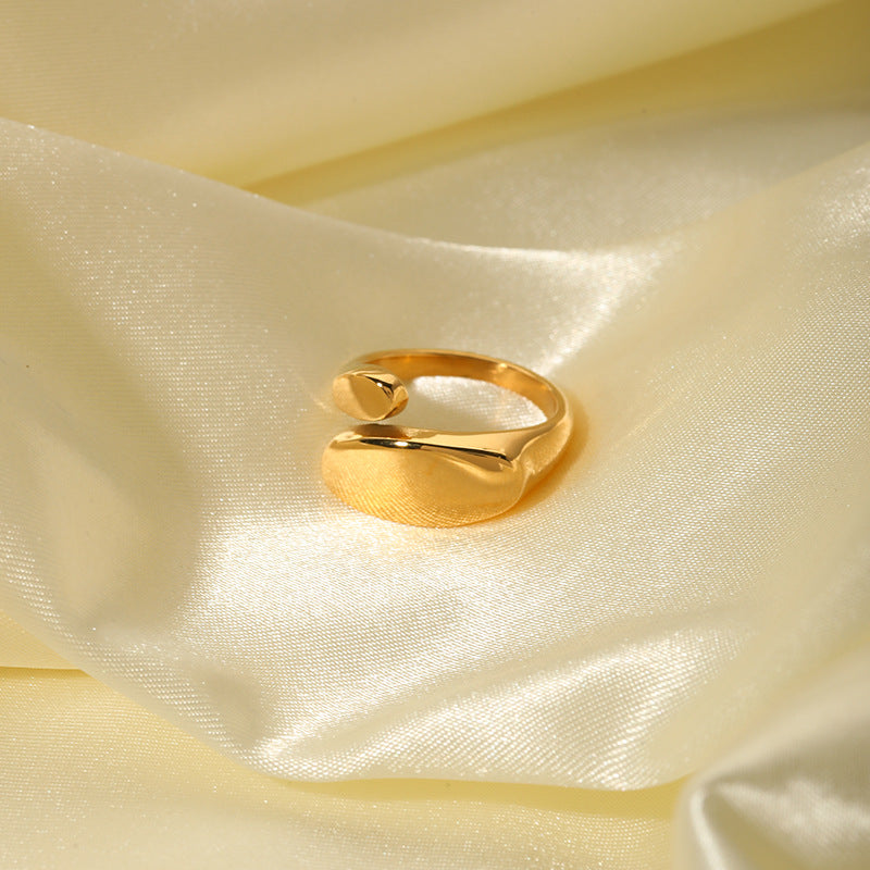 Minimalist Geometric Shaped Adjustable Opening Ring in Titanium Steel with 18K Gold Plating for Women