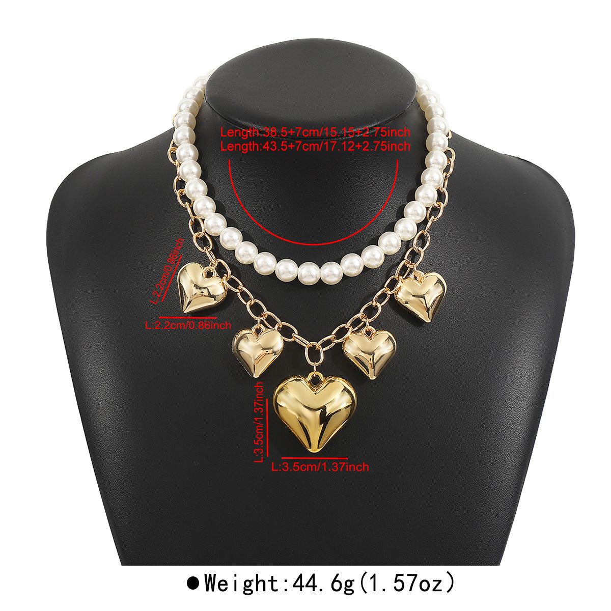 Collana Minimalista da Donna con Perle Imitazione a Cuore e Catena in Alluminio Placcato Elegante Gioiello per Clavicole