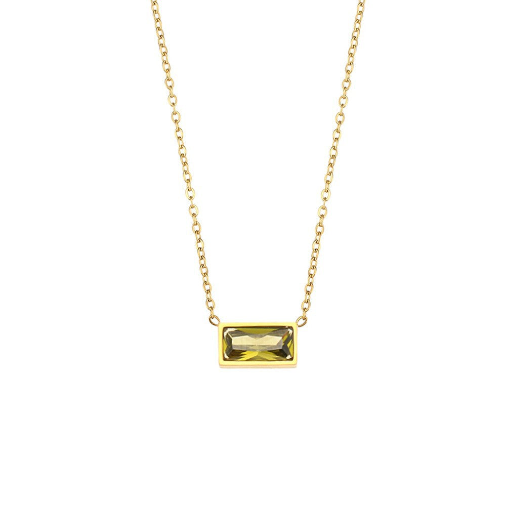 Vintage Style Geometric Round Enamel Pendant Necklace in Titanium Steel with 18K Gold Plating for Women