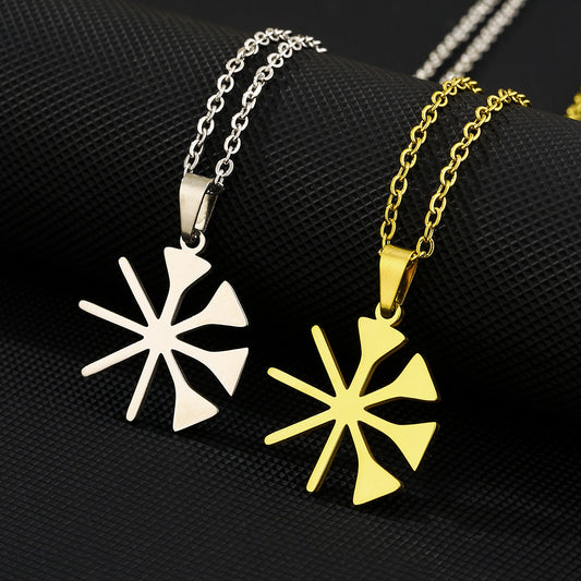 Minimalist Geometric Lalish Peacock Pendant Necklace in Stainless Steel with Plated Finish for Unisex Fashion Wear