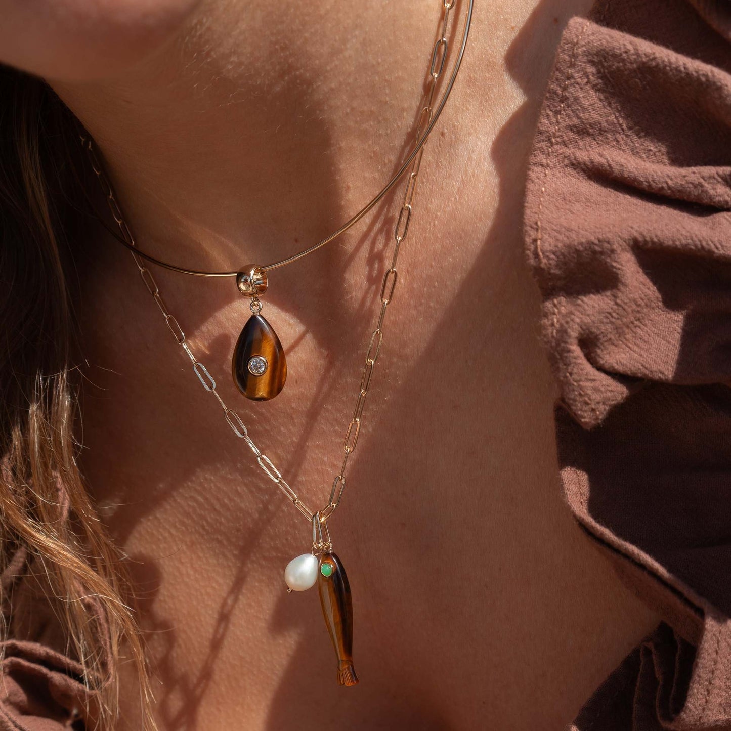 Vintage Stainless Steel Teardrop Pendant with Cubic Zirconia and Enamel Plating