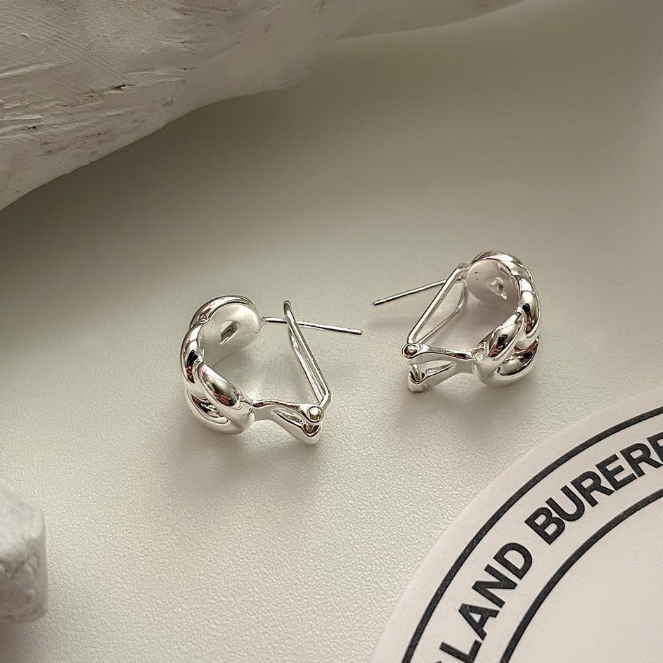 Minimalist 925 Sterling Silver Curb Chain Letter Hoop Earrings for Women