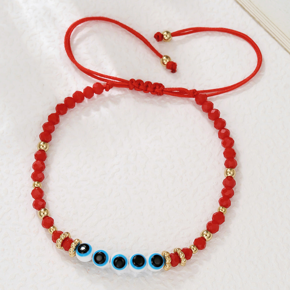 Handmade Geometric Heart Glass Bead and Pearl Bracelet for Women