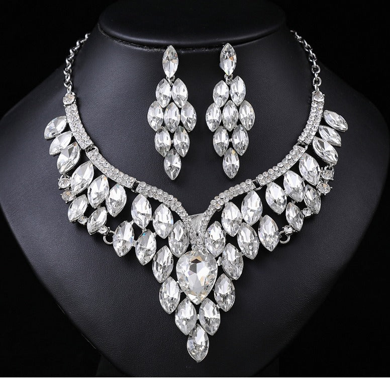 Exaggerated Vintage Alloy Necklace Set with Rhinestone Accents for Women, Snake Chain and Earrings, Irregular Geometric Pattern with Infinity Symbol Design