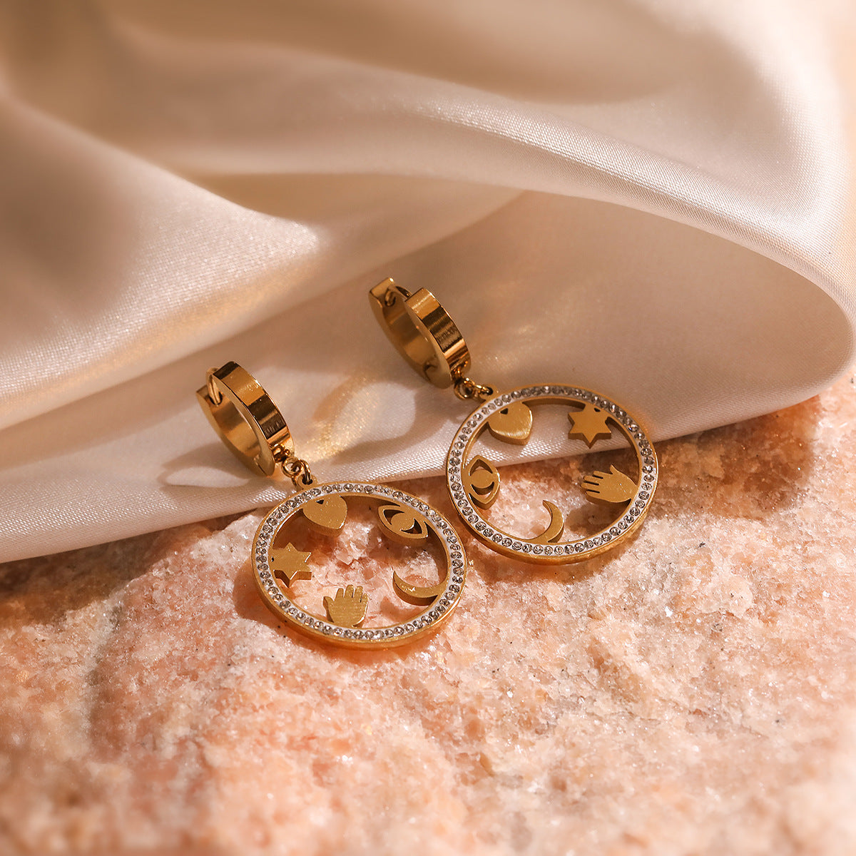 Orecchini minimalisti geometrici in acciaio al titanio da donna con placcatura in vero oro, gioielli di moda dalla forma irregolare