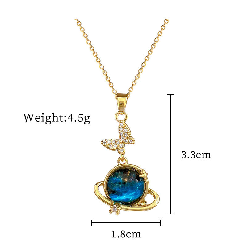 Collana Geometrica con Cielo Stellato da Donna con Strass Micro-Incastonati in Acciaio al Titanio, Stile Dolce, Fresco e Minimalista