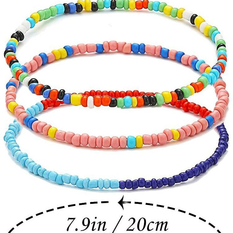Bohemian Handmade Seed Bead Anklet for Women Beach Jewelry
