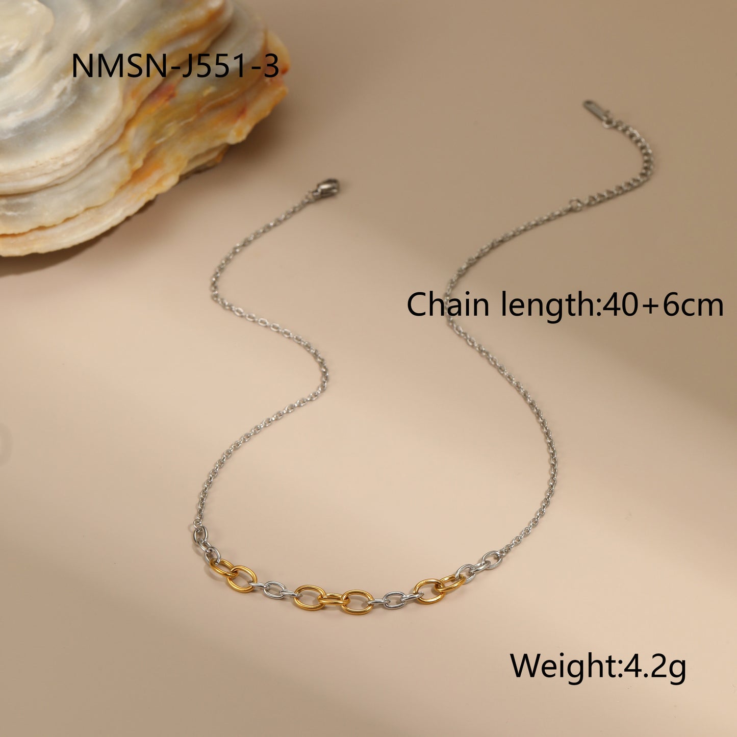 Collar geométrico de acero inoxidable a la moda con acabado chapado en oro de 18 quilates y plata para mujer
