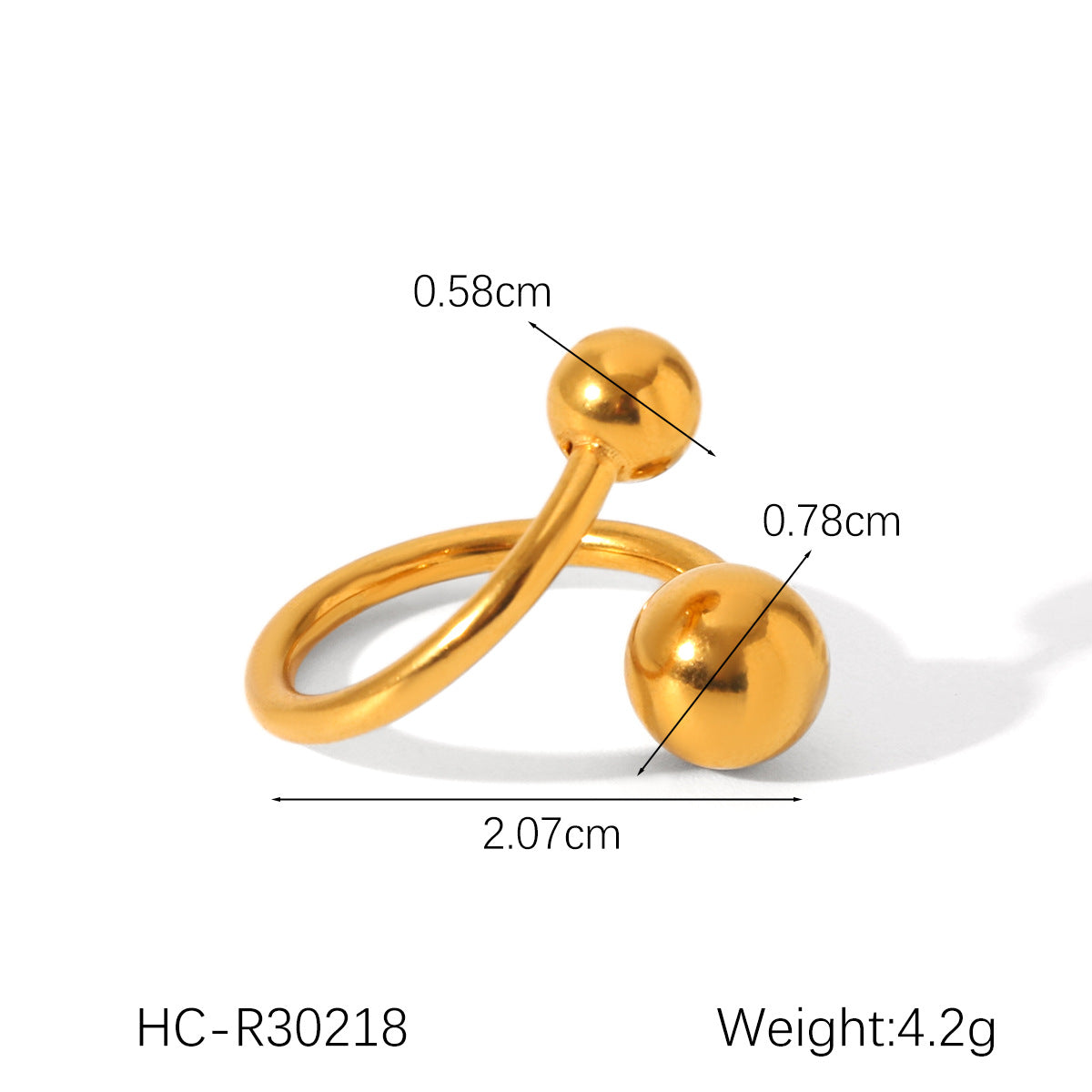 Geometric Ball-Shaped Titanium Steel Ring with Irregular Line Design for Women, Electroplated Stainless Steel Band Jewelry