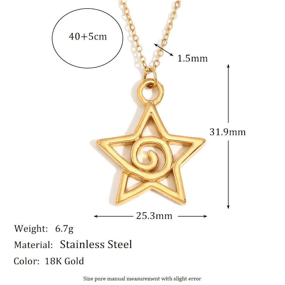 Elegant Business 18K Gold Plated Star Stainless Steel Necklace for Women