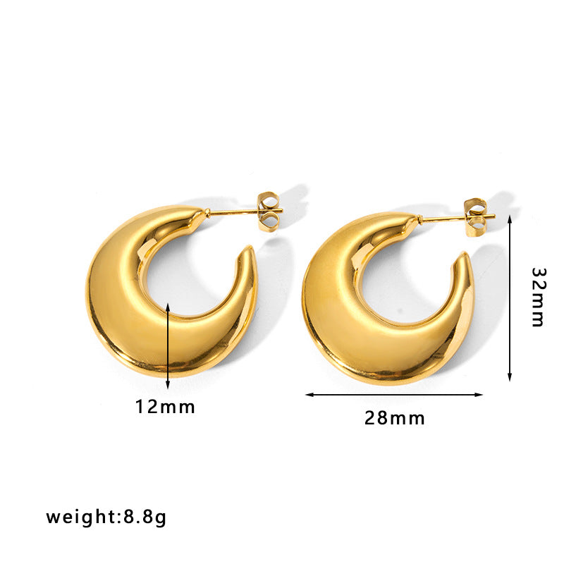 Minimalist Geometric Hollow Stainless Steel Earrings for Women with Plated Finish