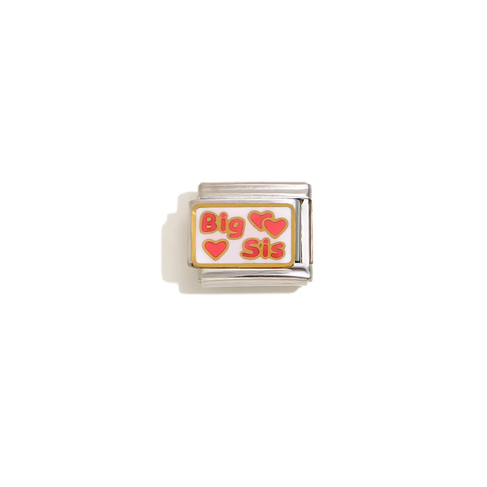 Elegant 18K Gold Plated Drip Oil Square Stainless Steel Charm Bar for Women