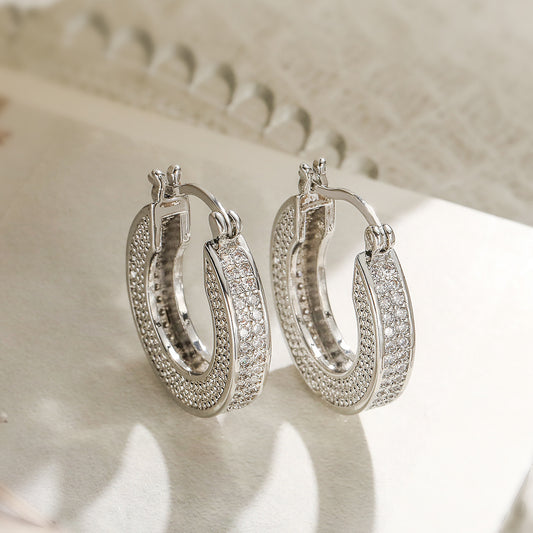 Pendientes Geométricos Minimalistas de Cobre con Baño de Oro Real e Incrustaciones de Zirconia para Mujer