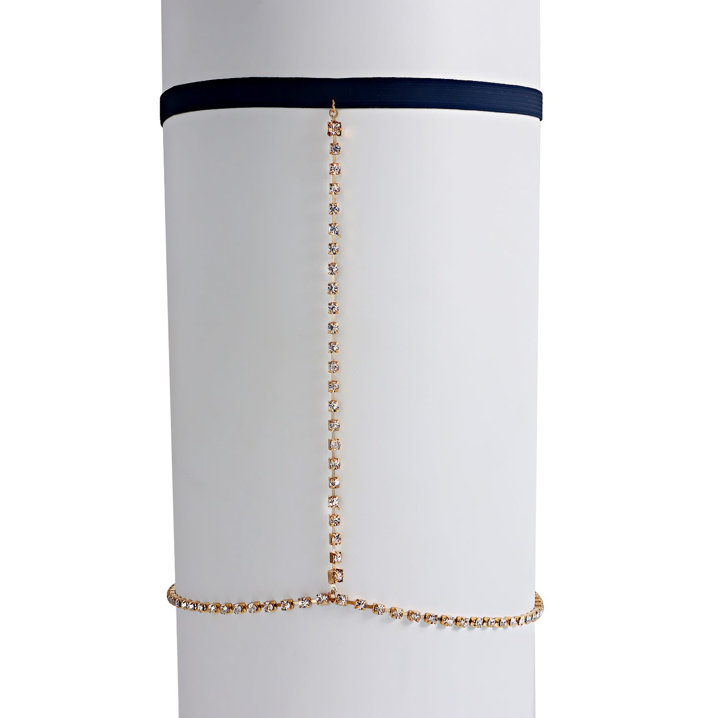 Minimalist Geometric Alloy Leg Chain for Women with Claw-Set Rhinestone Accents