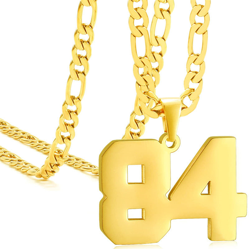 Minimalist Numeric Pendant Necklace for Men and Women Stainless Steel Chain with Polished Titanium Steel Charm