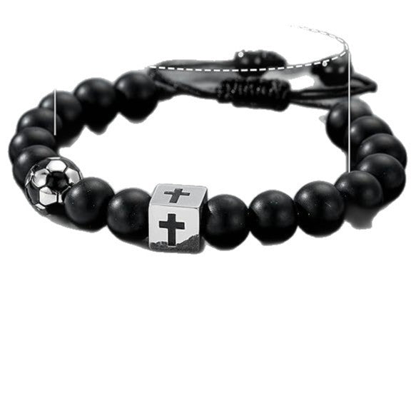 Sporty Matte Alloy Cross Geometric Beaded Bracelet Unisex