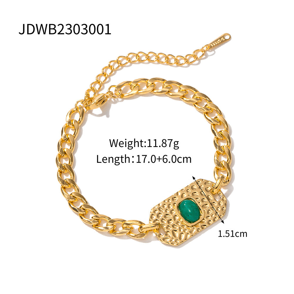 Geometric Cuban Link Bracelet for Women and Men Stainless Steel Gold Plated Hip Hop Style Fashion Jewelry