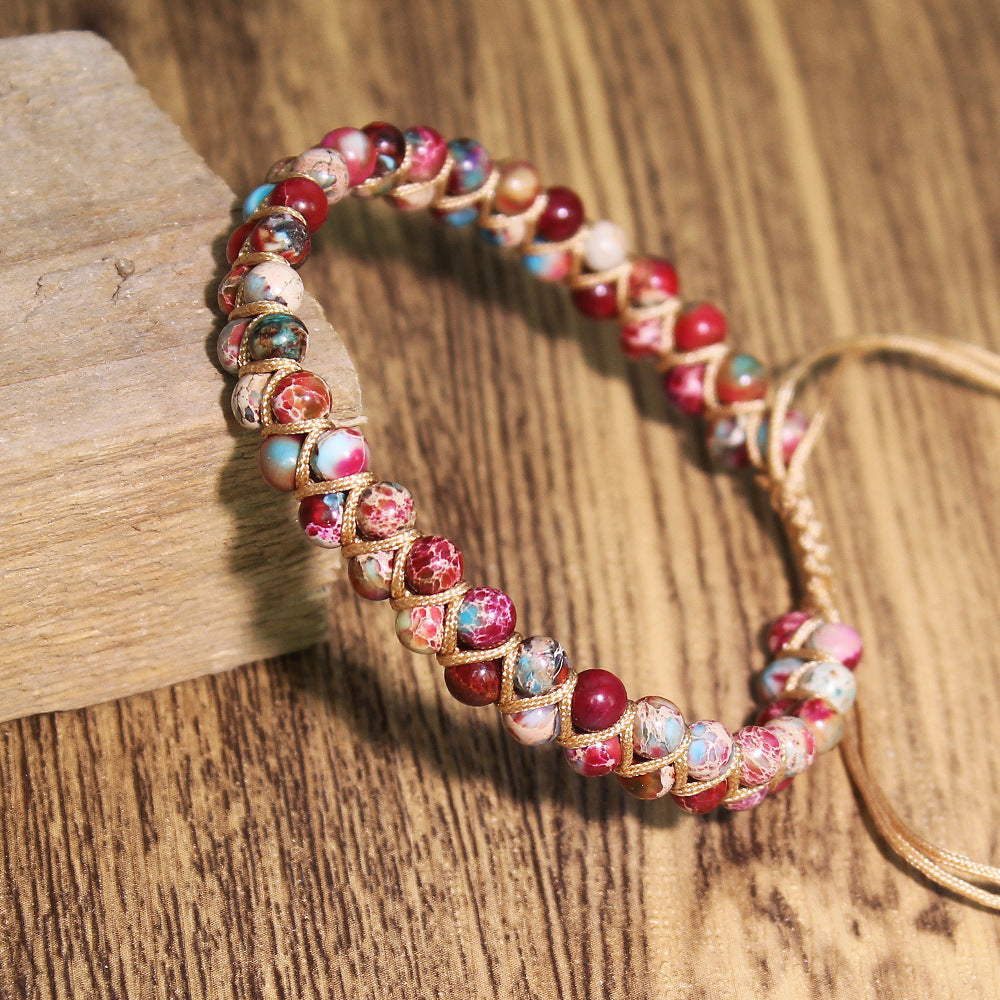 Personalized Handmade 6mm Round Tiger's Eye Beaded Bracelet with Musical Note Charm Adjustable Unisex Jewelry
