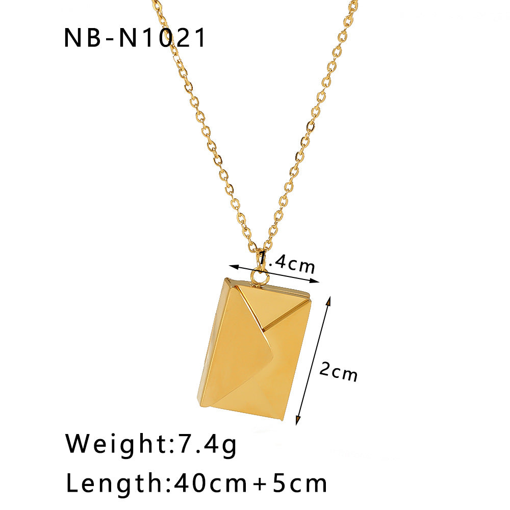 Collana minimalista a forma di libro da donna con catena in acciaio inossidabile e chiusura a cuore in acciaio al titanio placcato in oro 18 carati