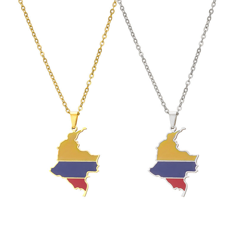 Collana con ciondolo geometrico etnico vintage in acciaio inossidabile con finitura placcata e catena O per unisex