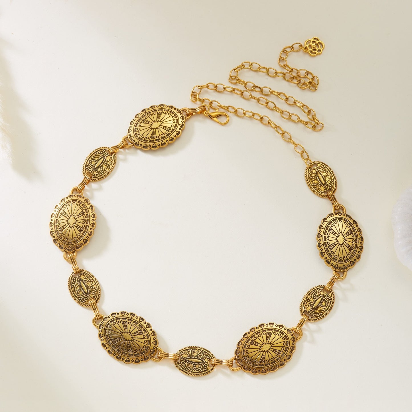 Vintage Hip-hop Oval Sun Coin Metal Body Chain for Women and Men
