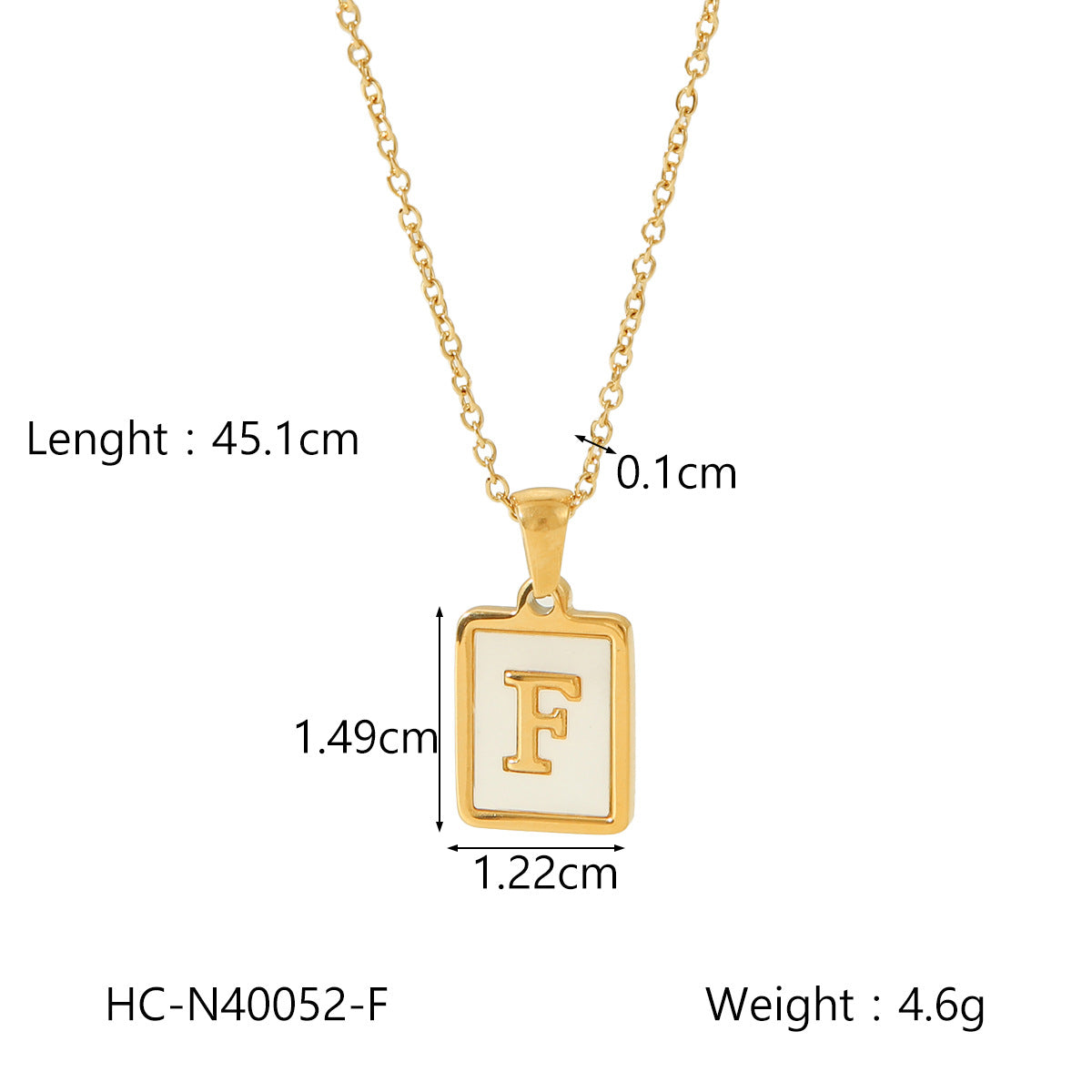 Minimalist Letter Pendant Necklace in Titanium Steel with 18K Gold Plating on Stainless Steel Chain for Women
