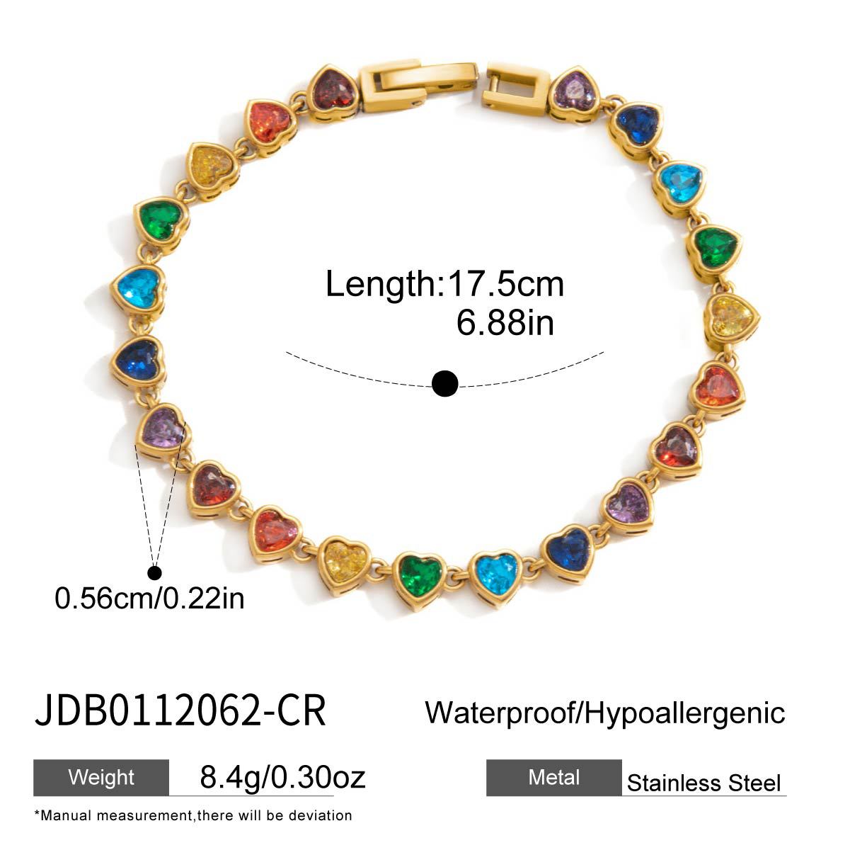 Elegant Minimalist Heart Geometric Stainless Steel Plated Cubic Zirconia Bracelet for Women
