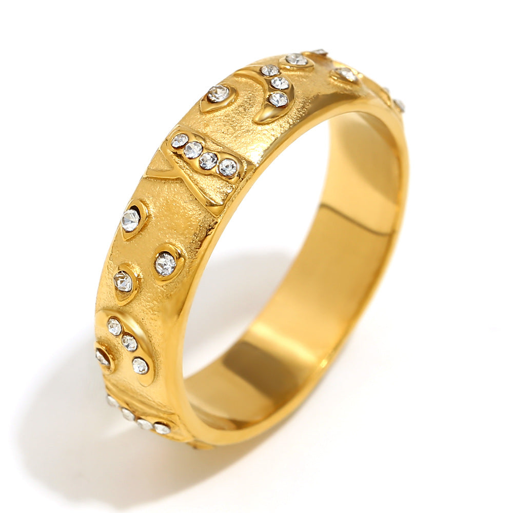 Elegant Geometric 18K Gold Plated Stainless Steel Ring Bracelet Earring Set for Women