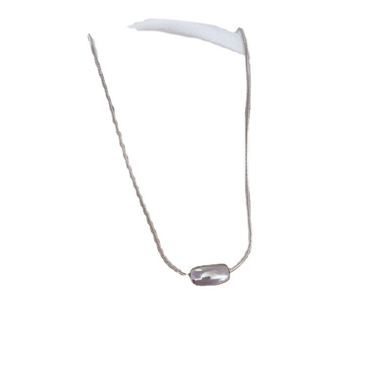 Cartoon Style Geometric Pendant Necklace for Women Made of Titanium Steel with Gold Plating, Clavicle Chain Design Featuring Red Bean Motif