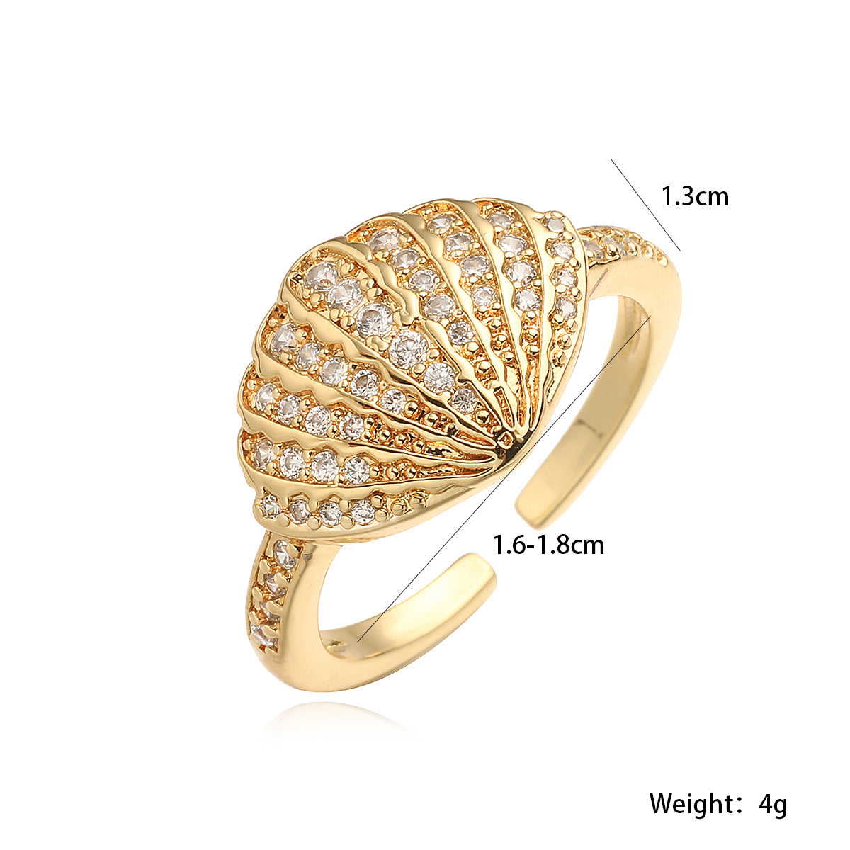 Minimalist Geometric Dolphin Ring for Women in Copper with 18K Gold Plating and Zircon Inlay