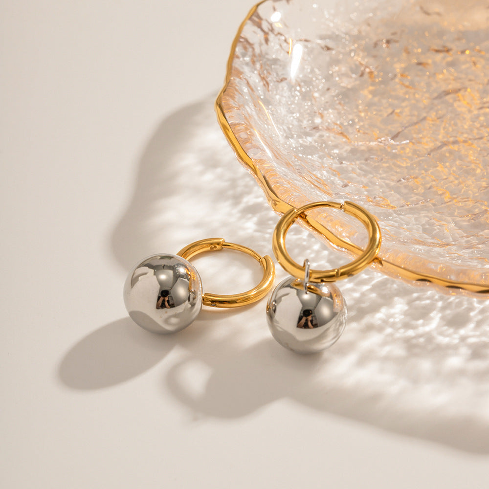 Sweet Geometric Round Plated Stainless Steel Earrings