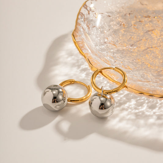 Sweet Geometric Round Plated Stainless Steel Earrings