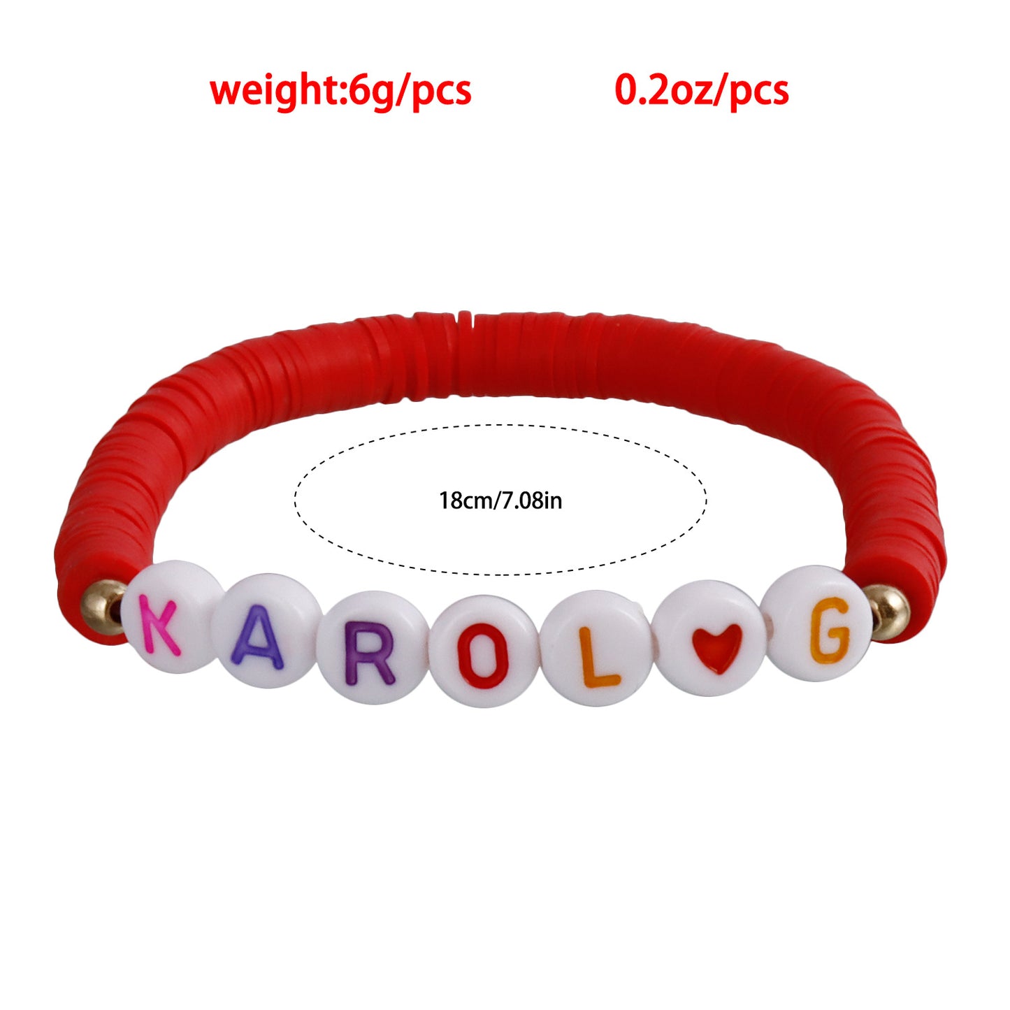 Set di bracciali da donna INS con lettere a cuore geometriche in argilla polimerica e finitura placcata