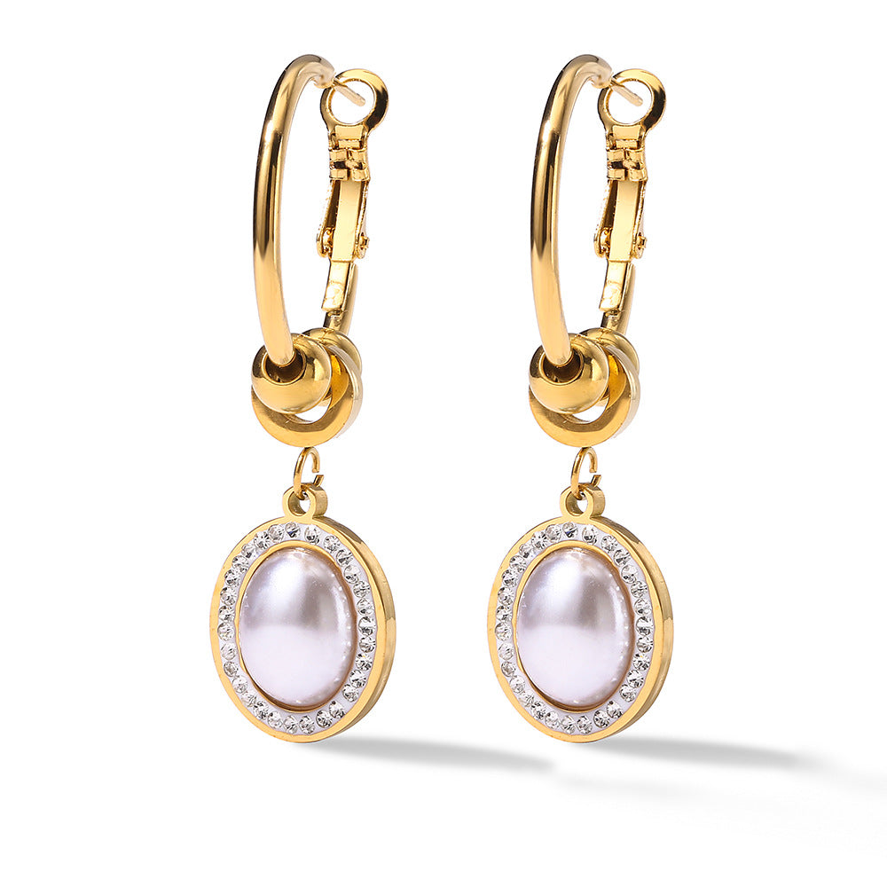 Orecchini Minimalisti Geometrici con Zirconi per Donna in Acciaio al Titanio, Gioielli per Orecchie Lussuosi d'Ispirazione Vintage