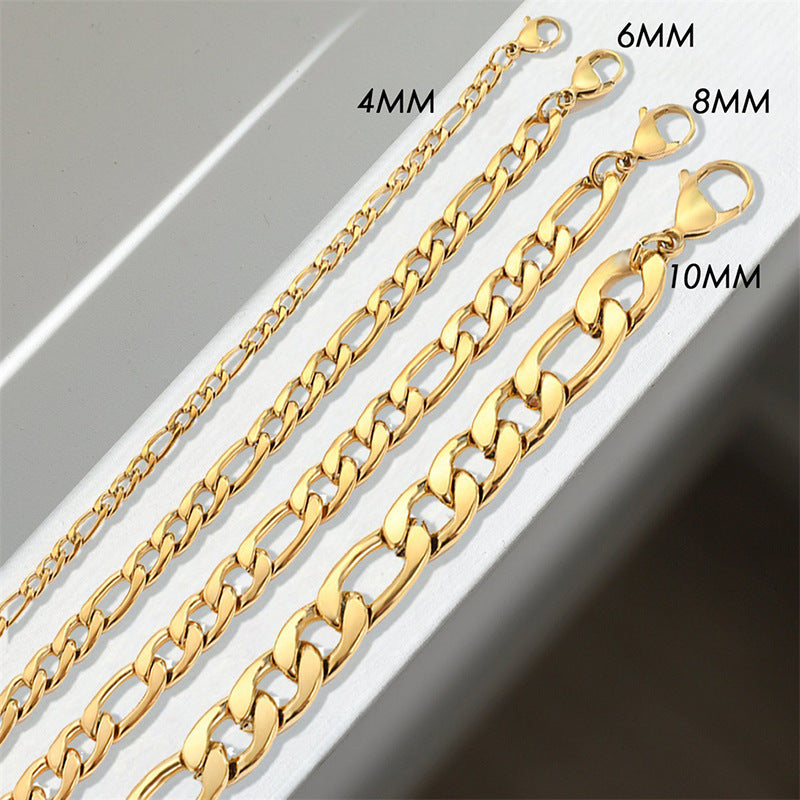 Geometric Stainless Steel PVD Figaro Chain Necklace