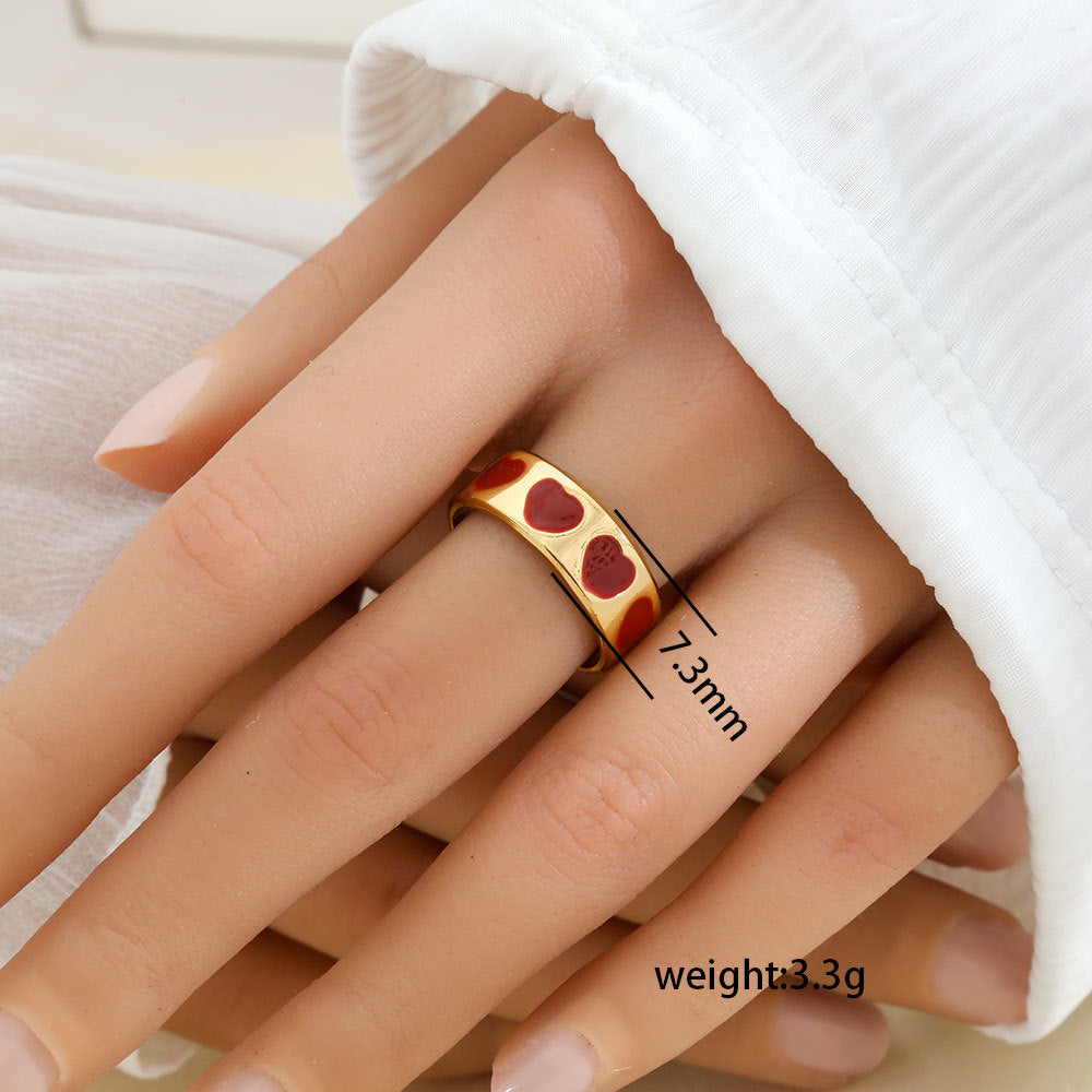 Minimalist Geometric Stainless Steel Gold-Plated Adjustable Open Ring for Women