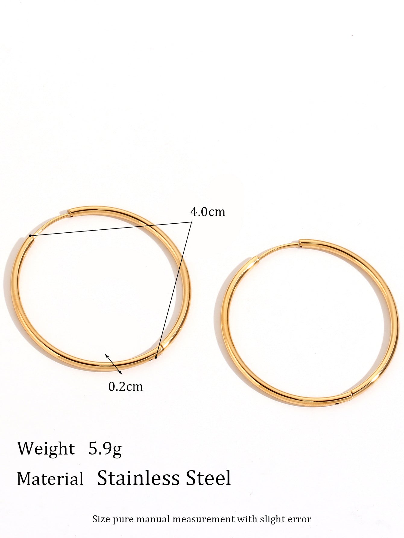 Minimalist Geometric Stainless Steel Hoop Earrings with 18K Gold Plating for Women