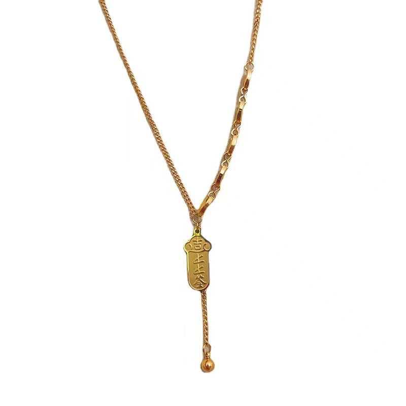 Collana da donna in acciaio al titanio con lettere alla moda stile OL, placcata, catena clavicola che non sbiadisce