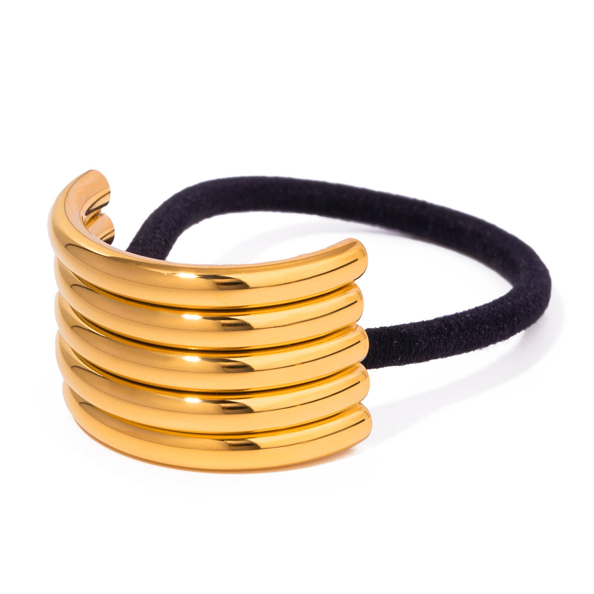 Minimalist Geometric Stainless Steel Hair Tie with Plated Finish for High Ponytail Styling