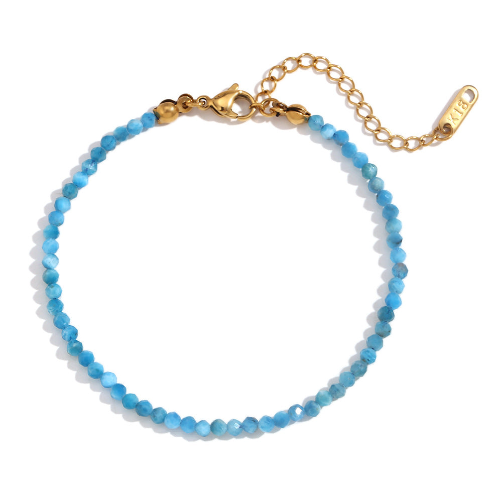 Cavigliera da donna geometrica minimalista con pietre naturali in acciaio inossidabile placcato oro 18 carati