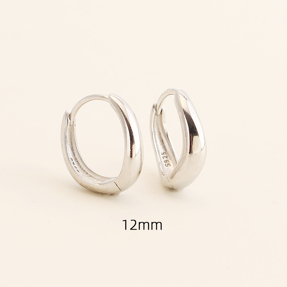 Pendientes de aro pulidos redondos geométricos de plata de ley 925 minimalistas