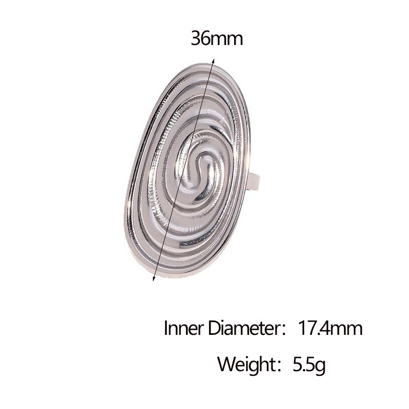 Minimalist Round Geometric Plated Stainless Steel Open Ring for Women