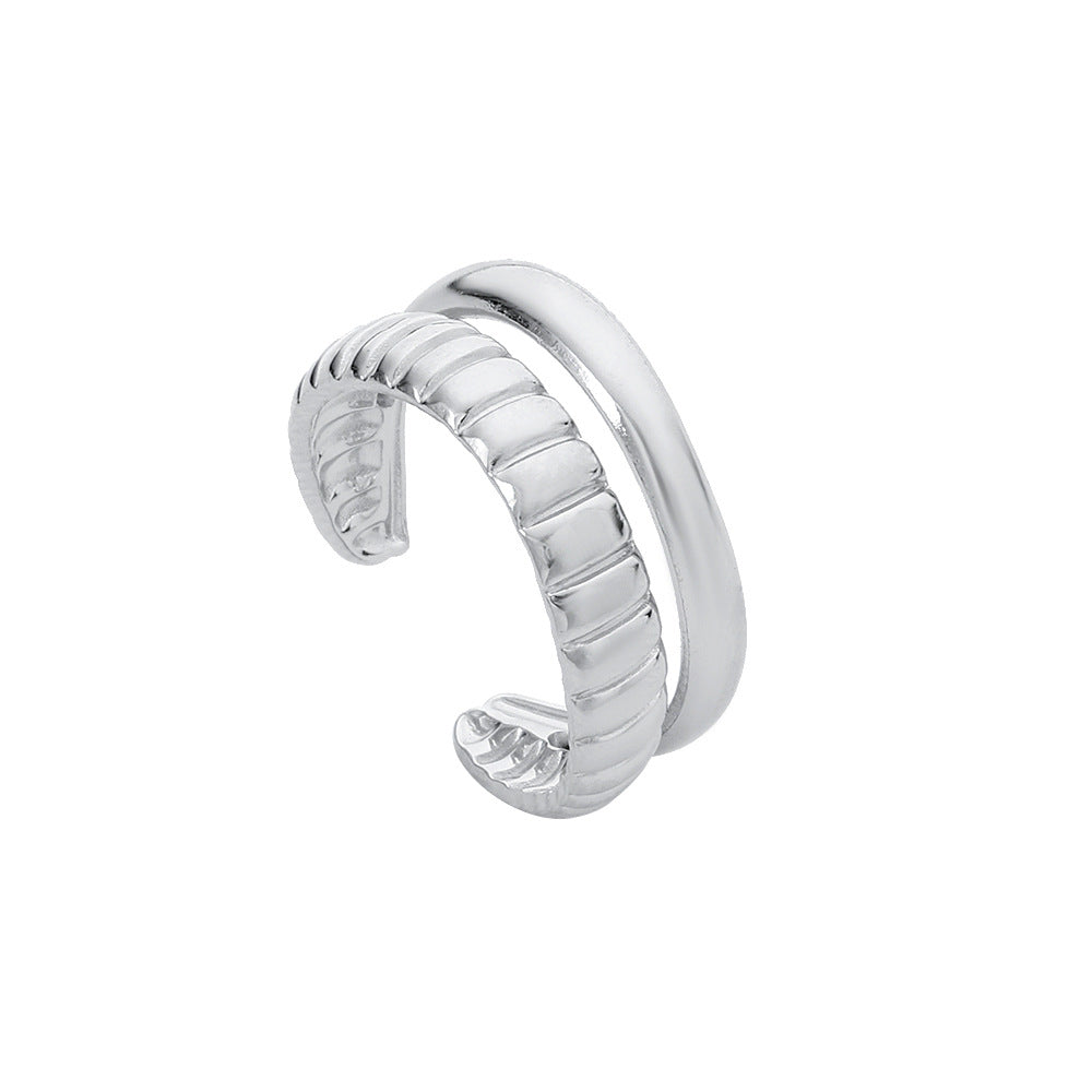 Geometric Plated Stainless Steel Ring Unisex