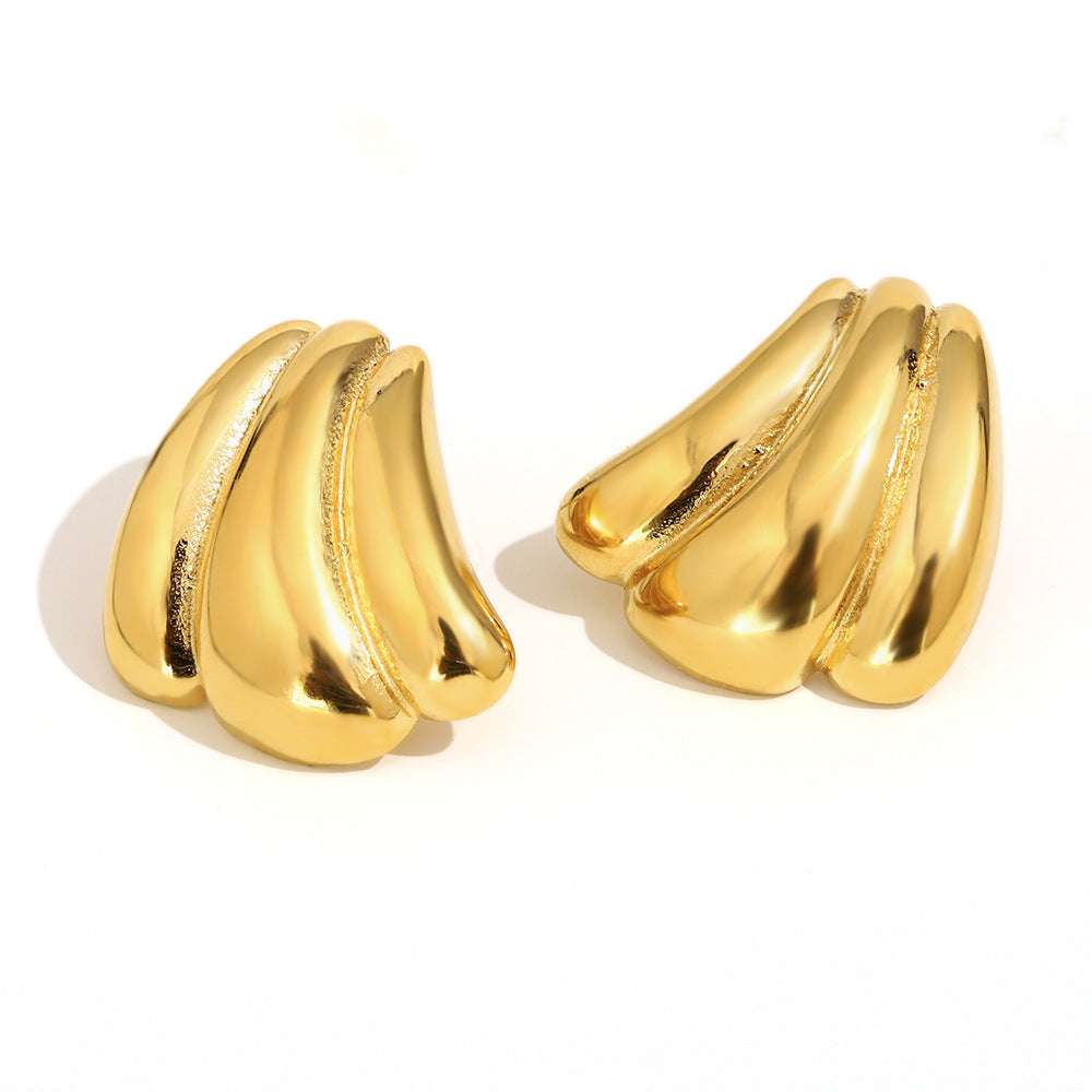 Orecchini da donna in acciaio inossidabile placcato oro 18 carati a forma di zucca, stile minimalista vintage