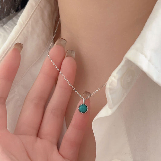 Collar con colgante de plata de ley 925 con forma de estrella de turquesa para mujer, estilo coreano minimalista, cadena corta para clavícula